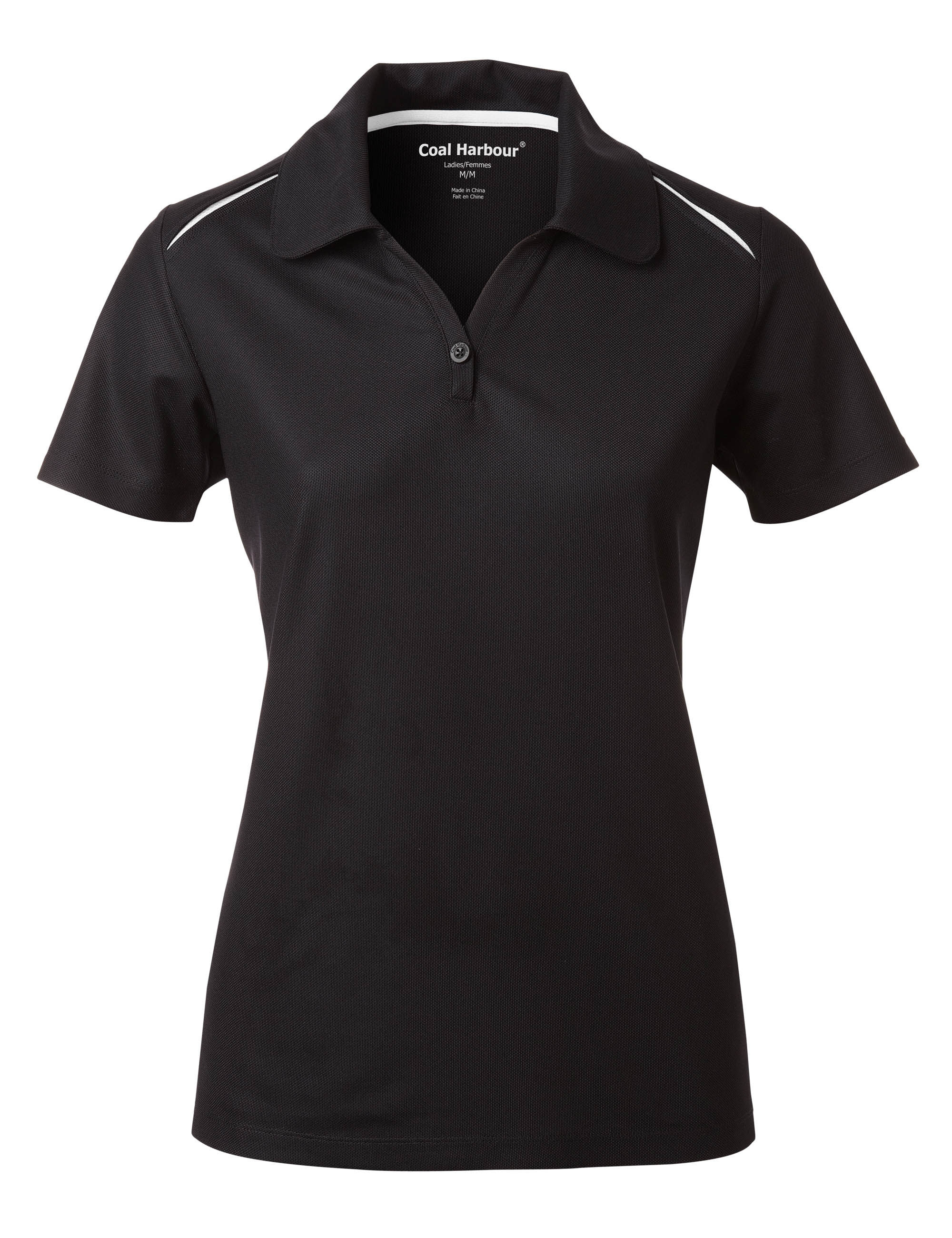 Coal Harbour Snag Resistant Contrast Insert Ladies Sport Shirt in Black/White