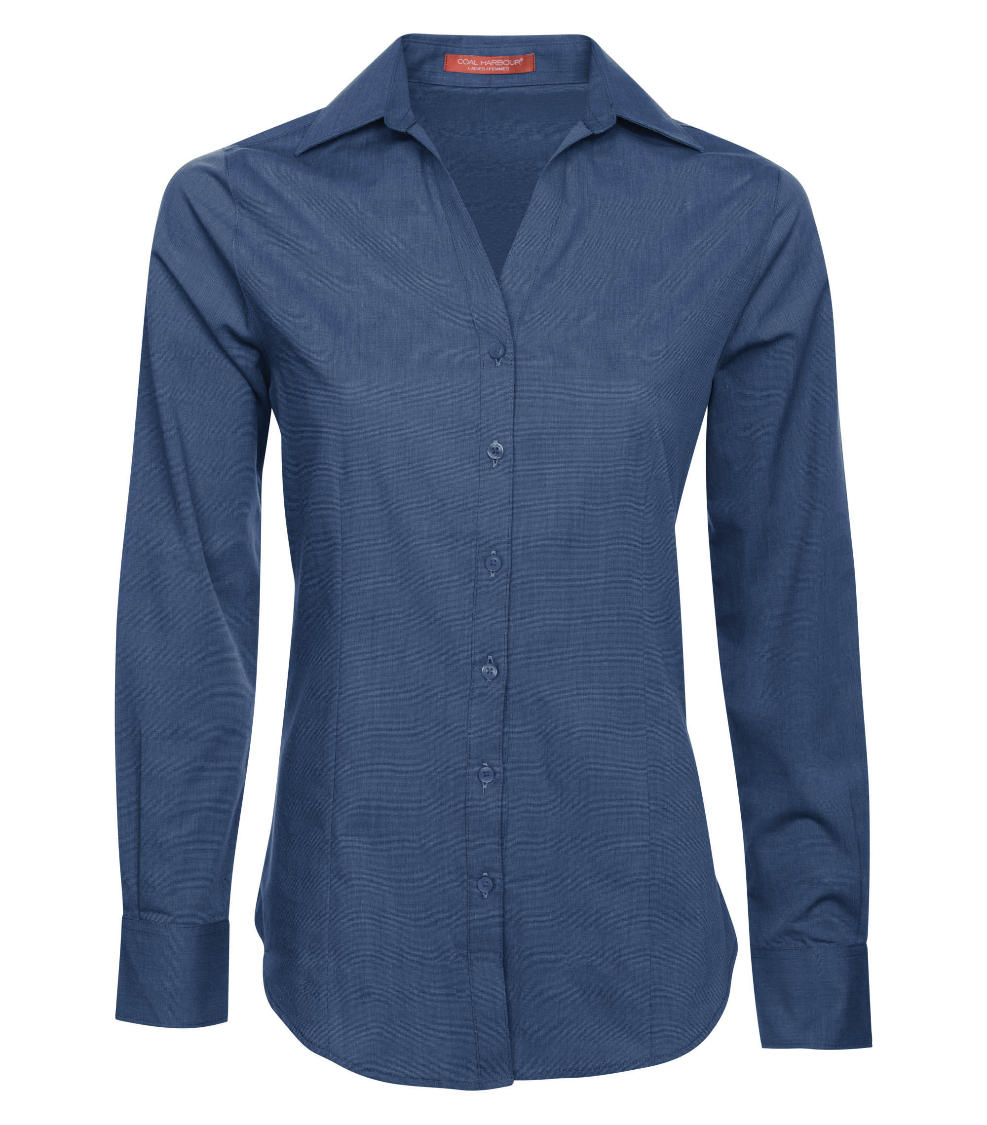 Coal Harbour Textured Crosshatch Woven Ladies Shirt in Deep Blue