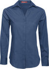 Am image of a Custom Coal Harbour Textured Crosshatch Woven Ladies Shirt in Deep Blue!
