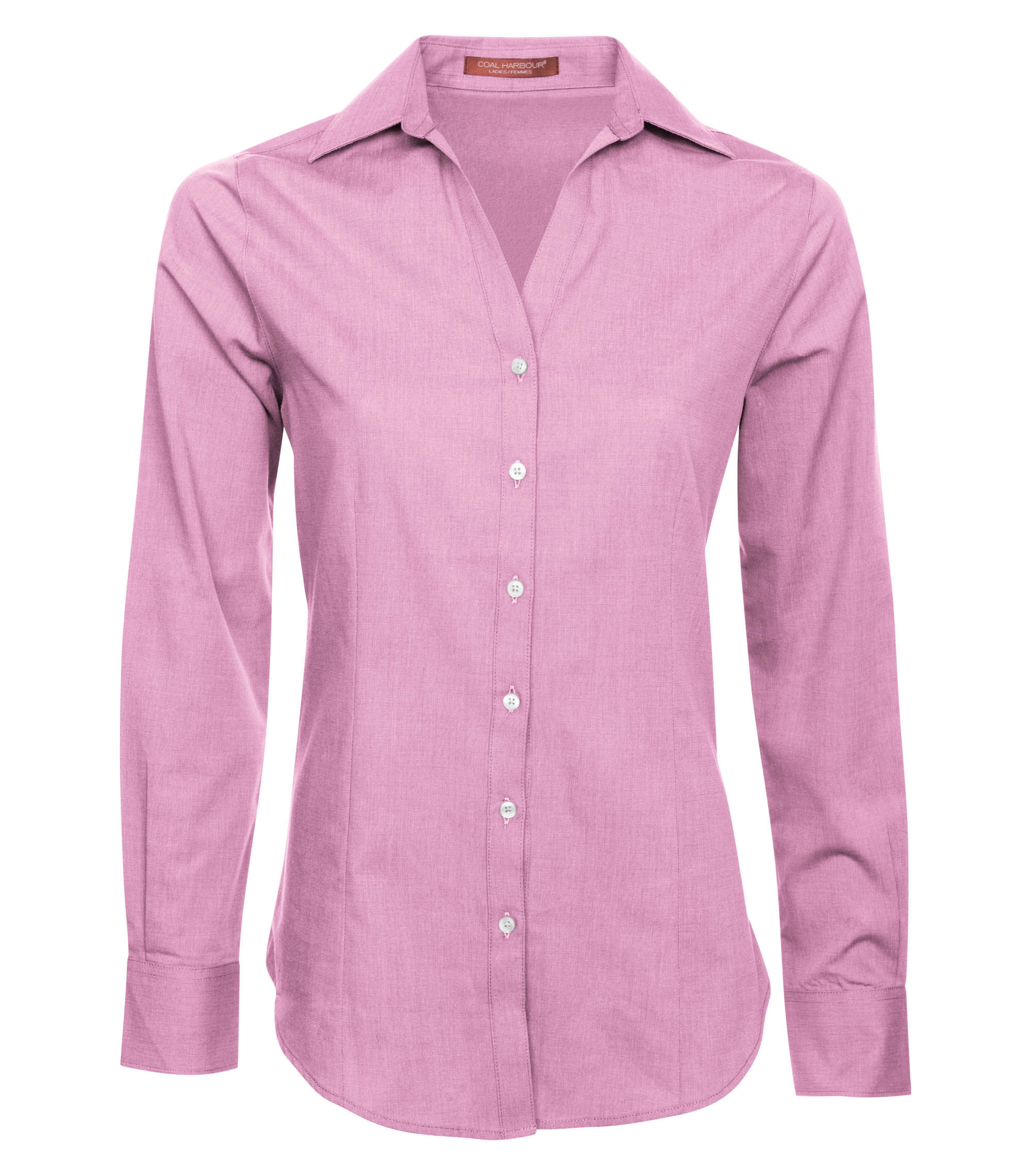 Coal Harbour Textured Crosshatch Woven Ladies Shirt in Pink Orchid