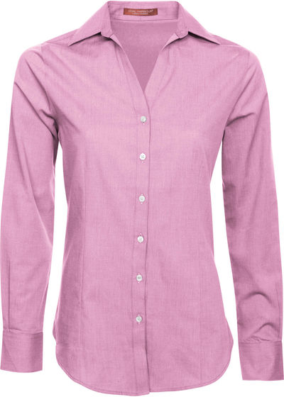 Am image of a Custom Coal Harbour Textured Crosshatch Woven Ladies Shirt in Pink Orchid!