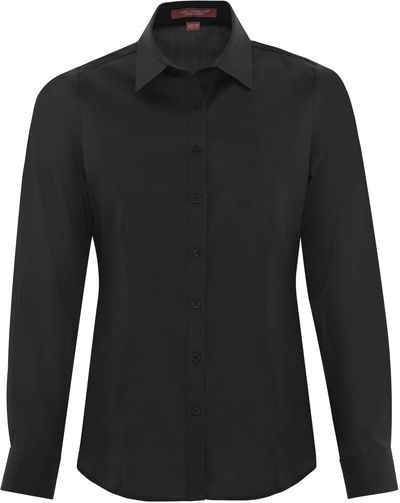 Am image of a Custom Coal Harbour Everyday Long Sleeve Woven Ladies Shirt in Black!