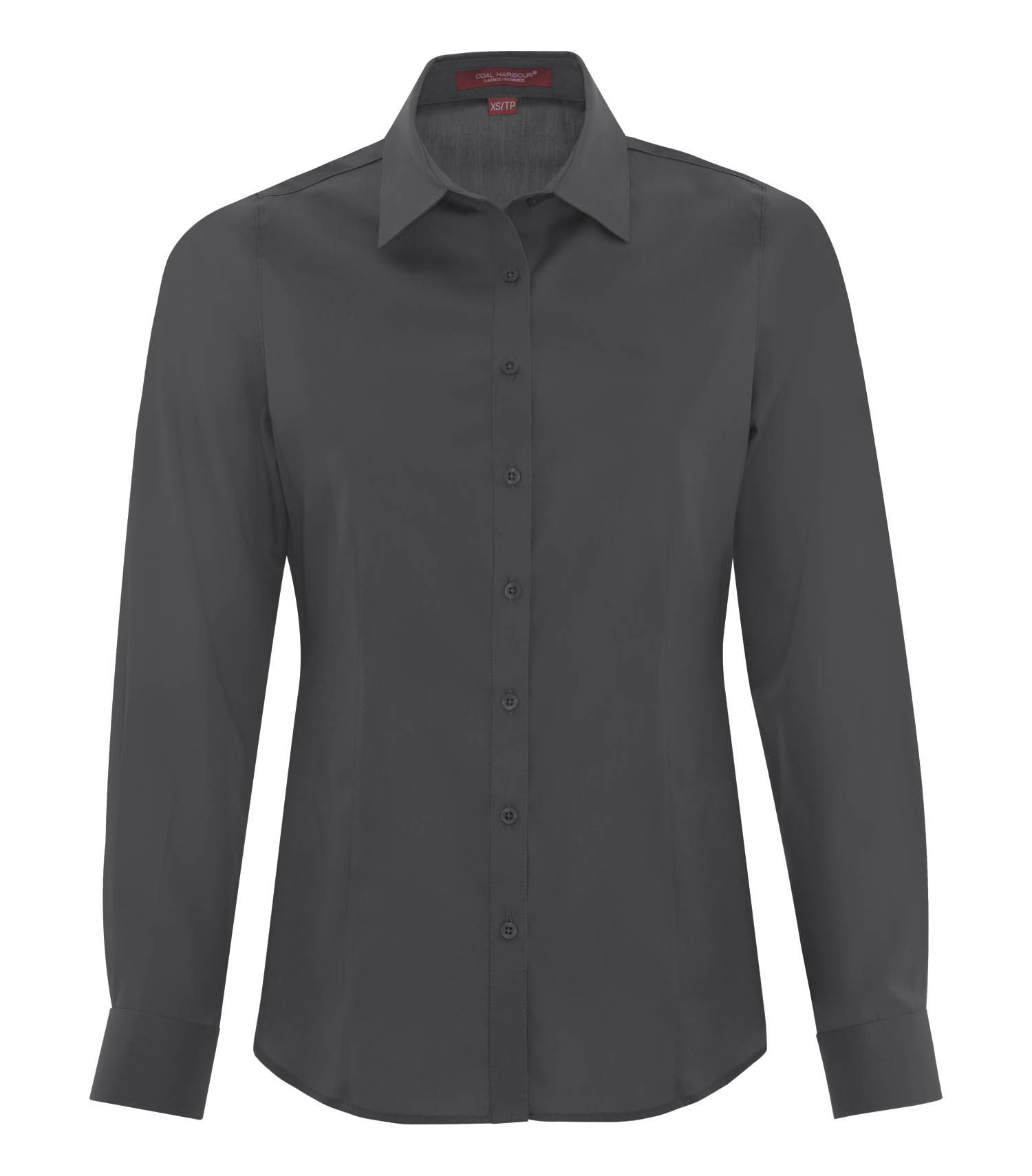 Coal Harbour Everyday Long Sleeve Woven Ladies Shirt in Iron Grey