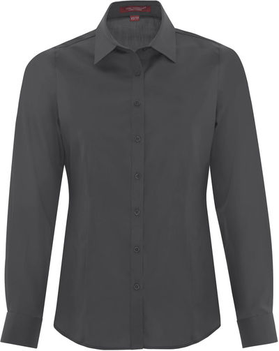 Am image of a Custom Coal Harbour Everyday Long Sleeve Woven Ladies Shirt in Iron Grey!