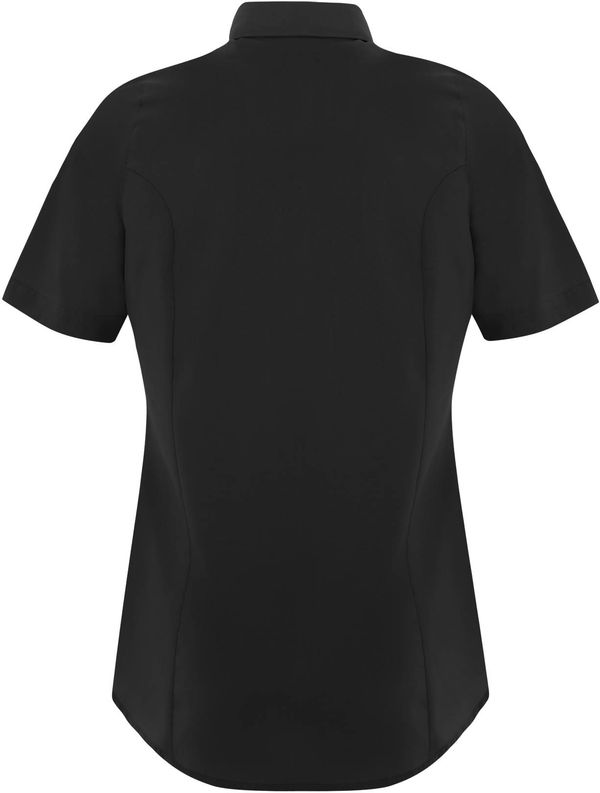 Am image of a Custom Coal Harbour Everyday Short Sleeve Woven Ladies Shirt in Black!