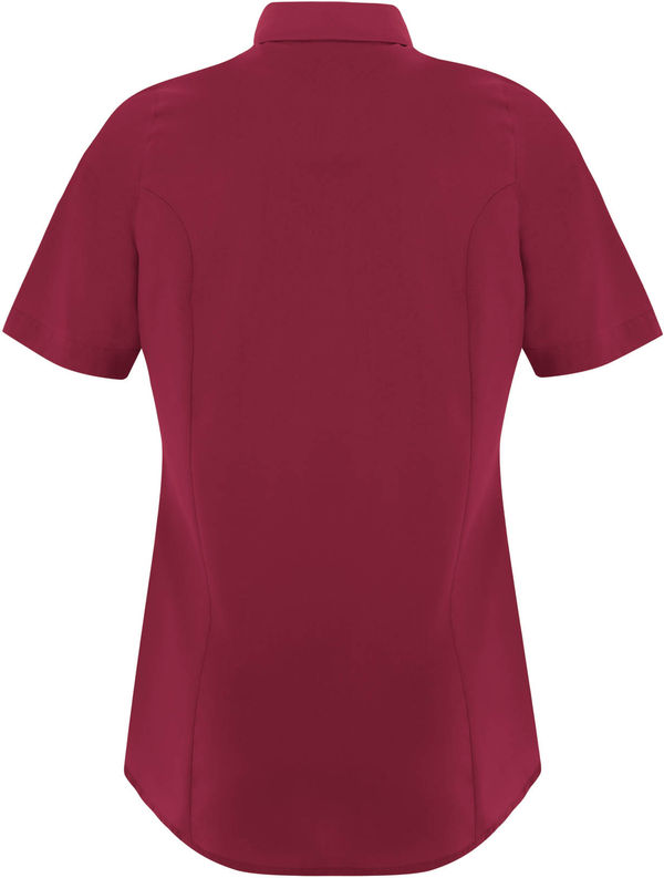 Am image of a Custom Coal Harbour Everyday Short Sleeve Woven Ladies Shirt in Rich Red!
