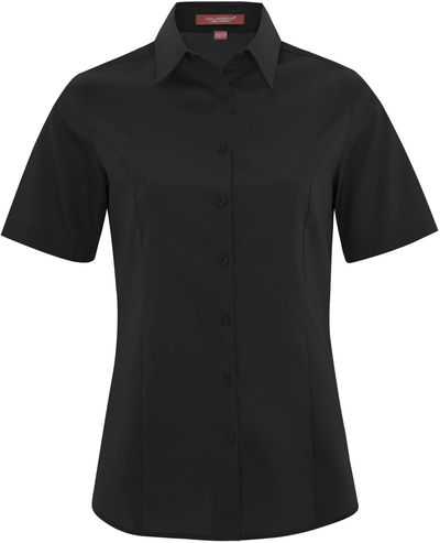 Am image of a Custom Coal Harbour Everyday Short Sleeve Woven Ladies Shirt in Black!