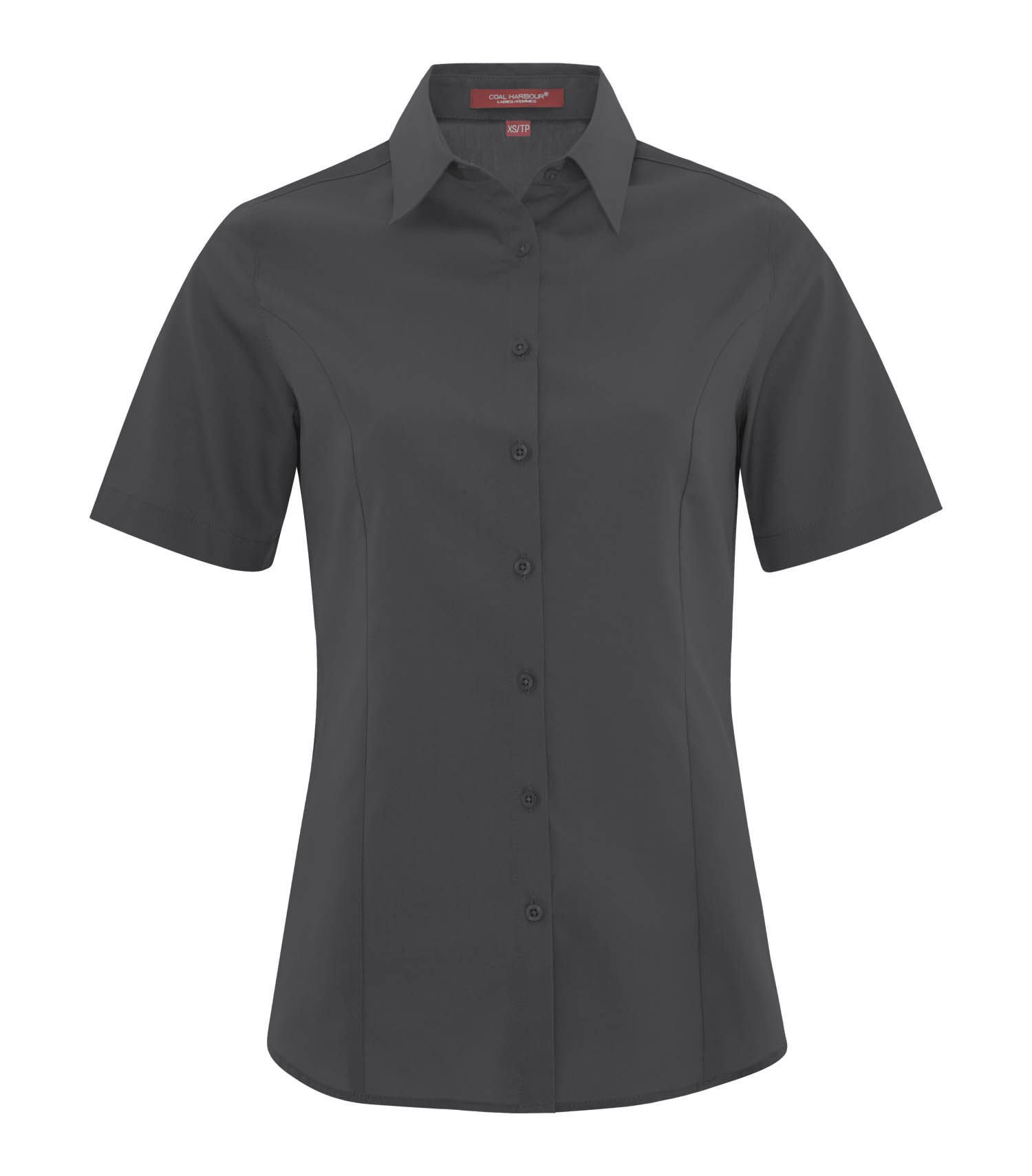 Coal Harbour Everyday Short Sleeve Woven Ladies Shirt in Iron Grey