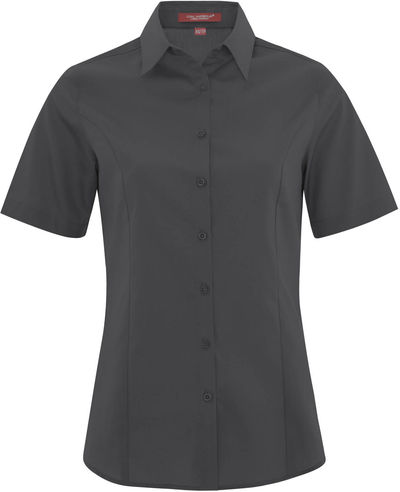 Am image of a Custom Coal Harbour Everyday Short Sleeve Woven Ladies Shirt in Iron Grey!