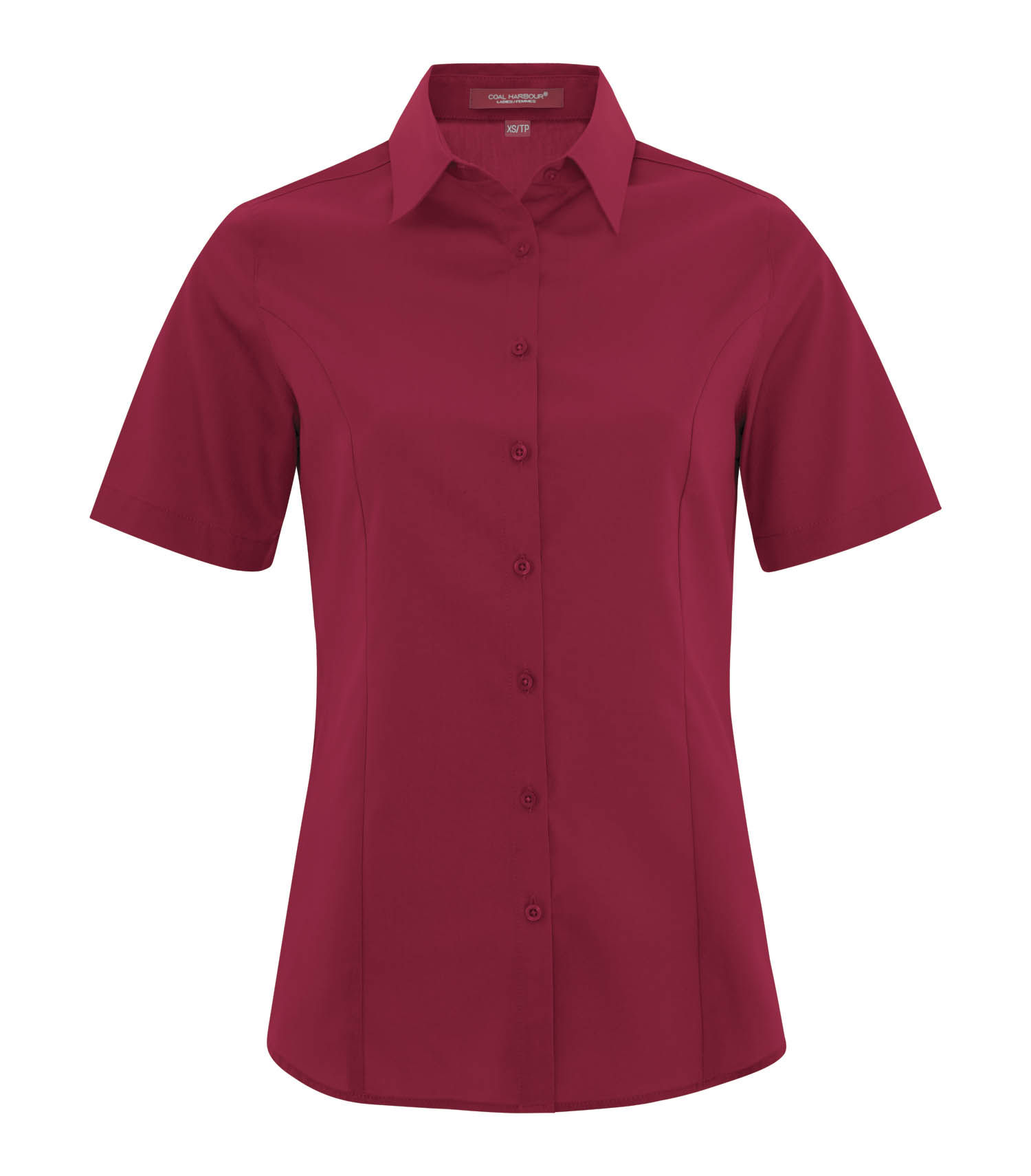 Coal Harbour Everyday Short Sleeve Woven Ladies Shirt in Rich Red