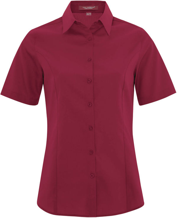 Am image of a Custom Coal Harbour Everyday Short Sleeve Woven Ladies Shirt in Rich Red!