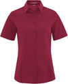 Am image of a Custom Coal Harbour Everyday Short Sleeve Woven Ladies Shirt in Rich Red!