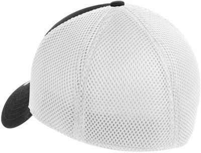 Am image of a Custom New Era Stretch Mesh Cap in Black/White!