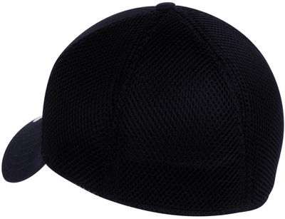 Am image of a Custom New Era Stretch Mesh Cap in Deep Navy/Deep Navy!
