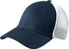 Am image of a Custom New Era Stretch Youth Mesh Cap in Deep Navy/White!