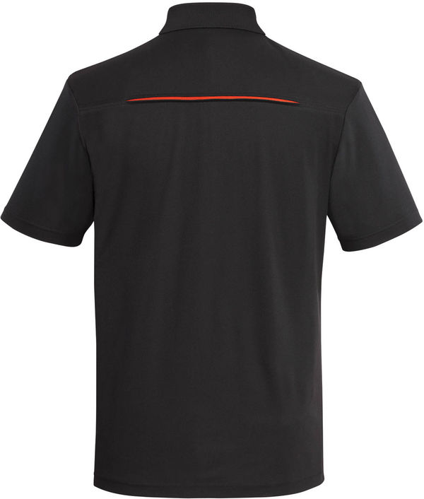 Am image of a Custom Coal Harbour Snag Resistant Contrast Insert Sport Shirt in Black/Orange!