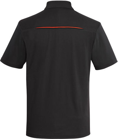 Am image of a Custom Coal Harbour Snag Resistant Contrast Insert Sport Shirt in Black/Orange!