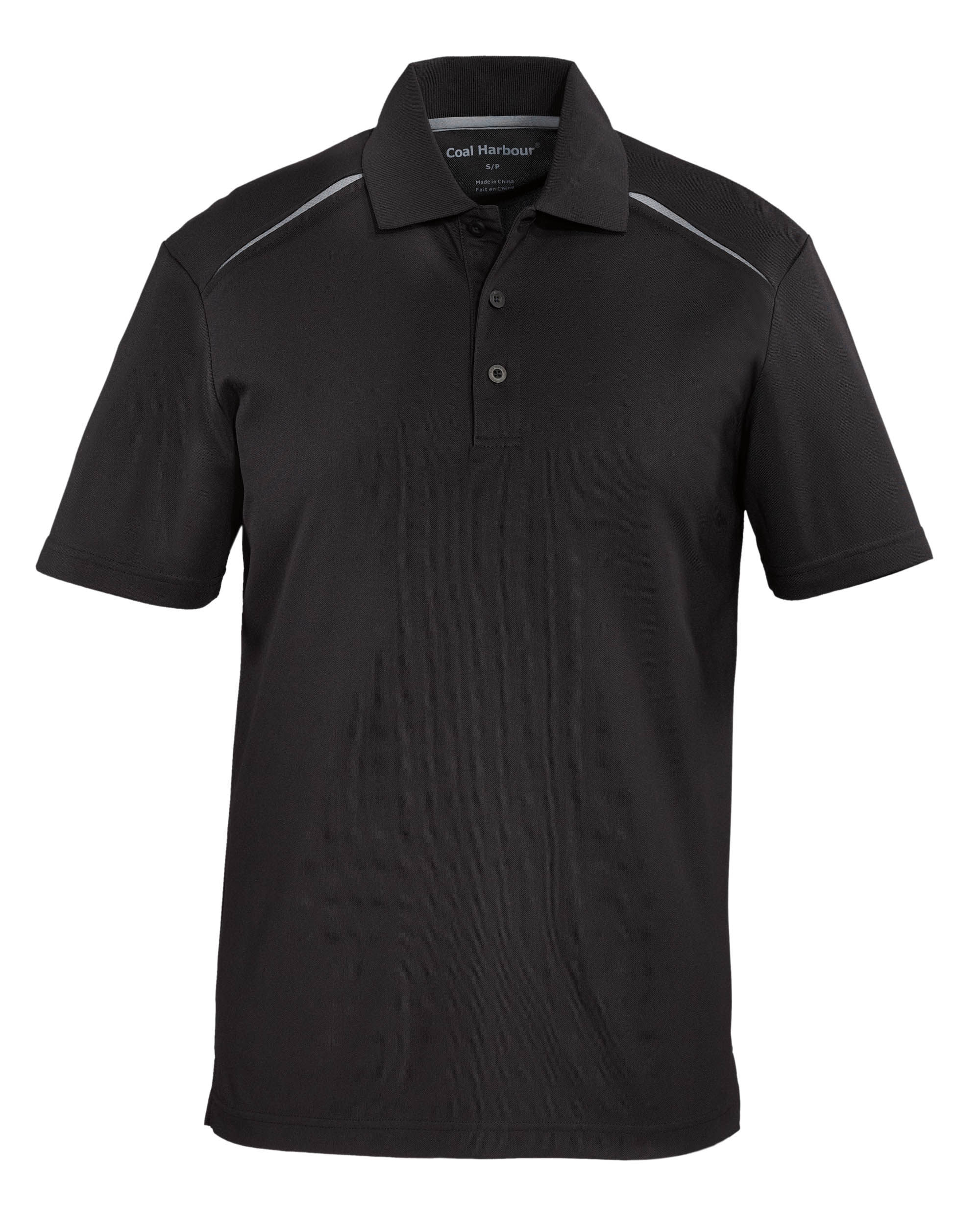 Coal Harbour Snag Resistant Contrast Insert Sport Shirt in Black/Coal Grey