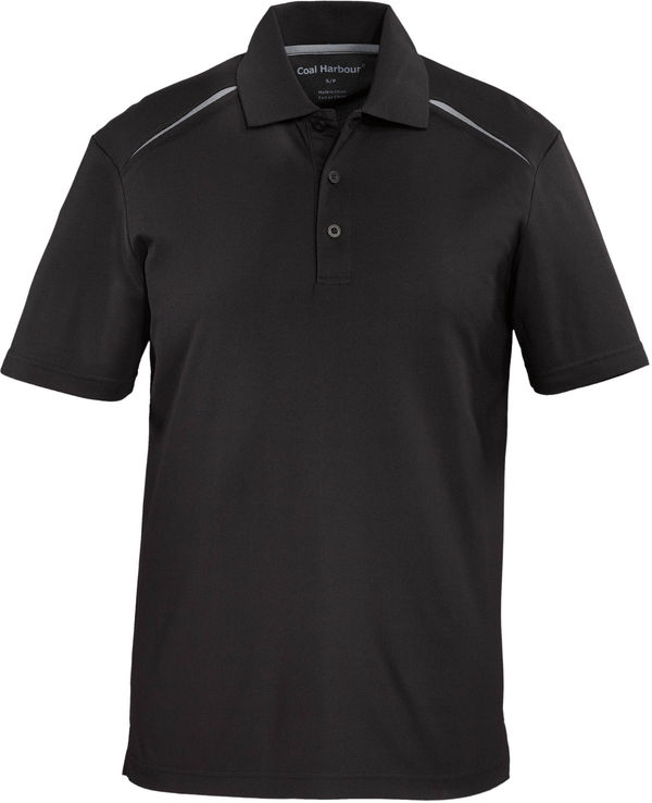 Am image of a Custom Coal Harbour Snag Resistant Contrast Insert Sport Shirt in Black/Coal Grey!