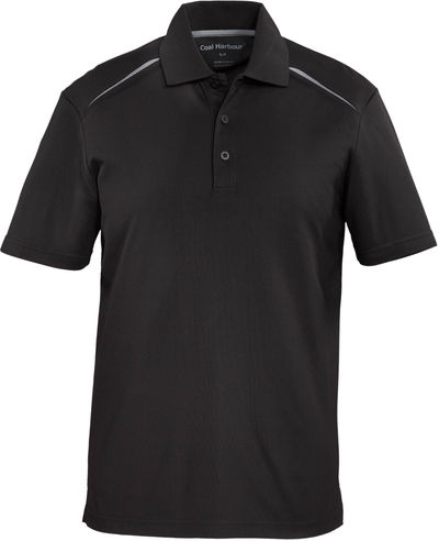 Am image of a Custom Coal Harbour Snag Resistant Contrast Insert Sport Shirt in Black/Coal Grey!