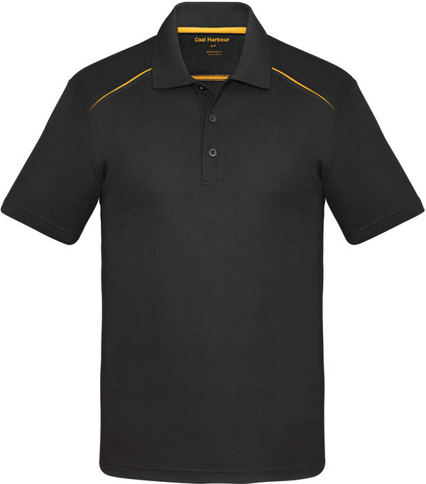 Am image of a Custom Coal Harbour Snag Resistant Contrast Insert Sport Shirt in Black/Gold!