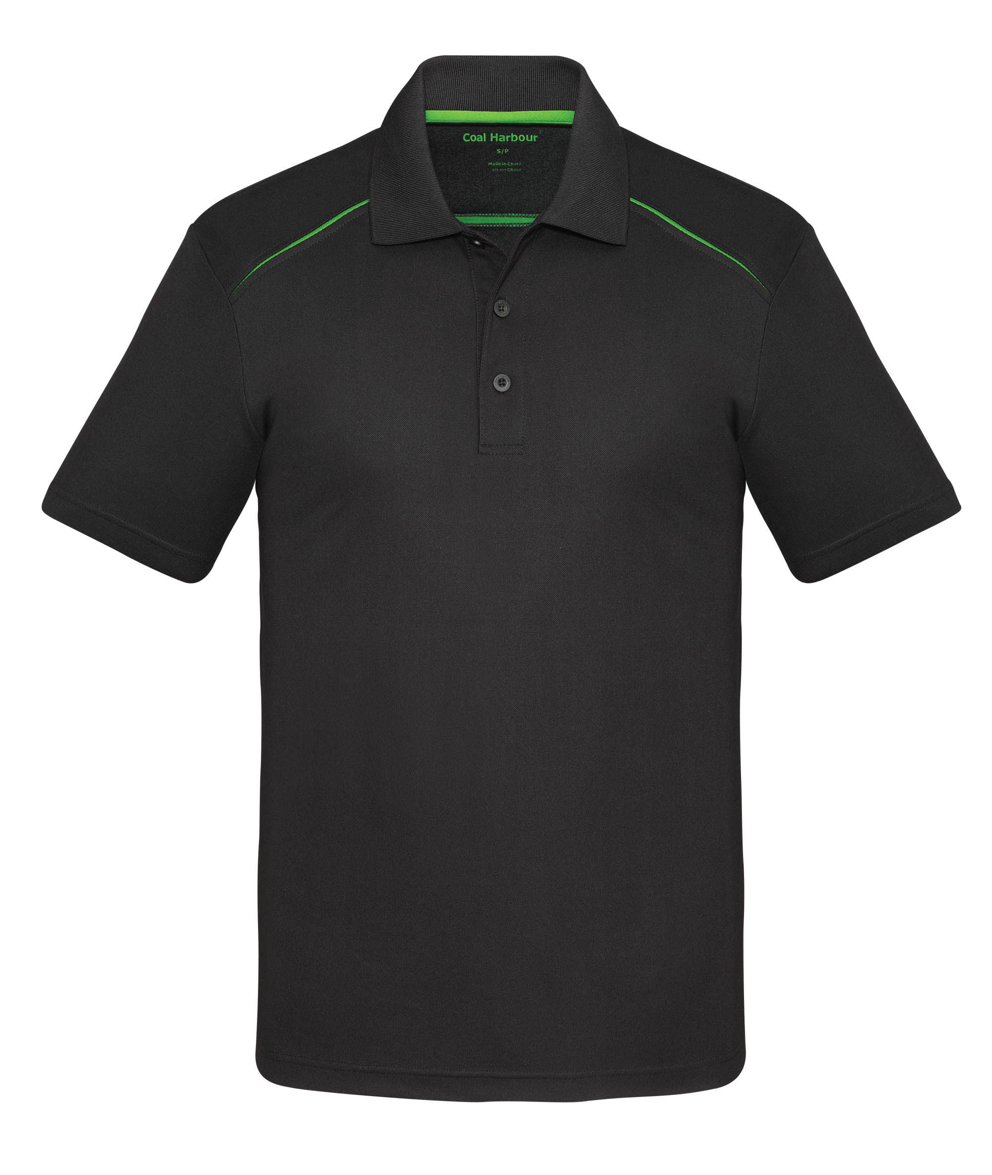 Coal Harbour Snag Resistant Contrast Insert Sport Shirt in Black/Lime