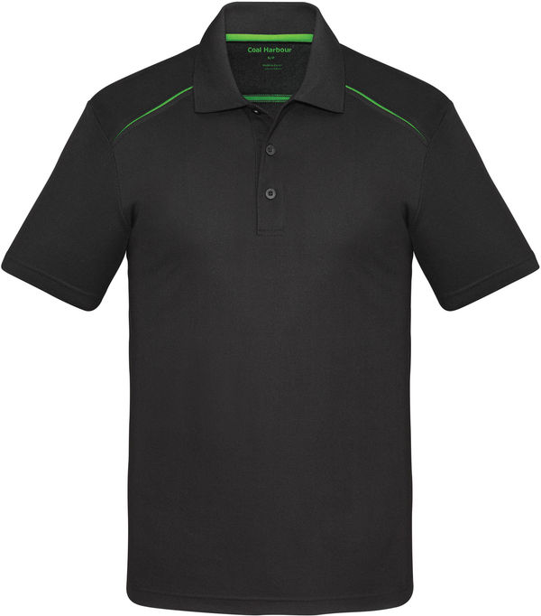 Am image of a Custom Coal Harbour Snag Resistant Contrast Insert Sport Shirt in Black/Lime!