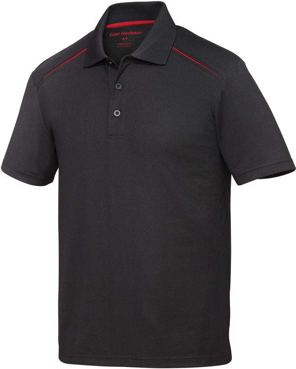 Am image of a Custom Coal Harbour Snag Resistant Contrast Insert Sport Shirt in Black/Red!
