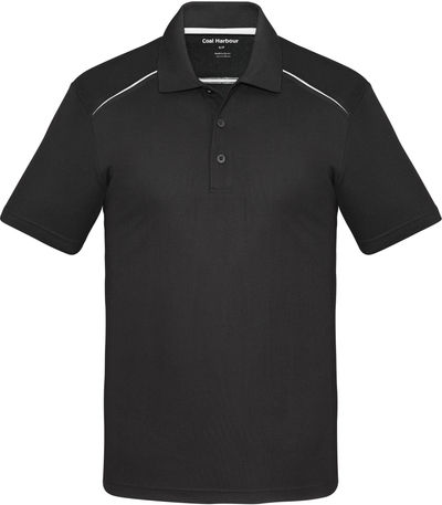 Am image of a Custom Coal Harbour Snag Resistant Contrast Insert Sport Shirt in Black/White!