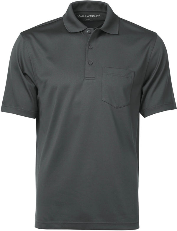 Am image of a Custom Coal Harbour Snag Proof Power Pocket Sport Shirt in Charcoal!