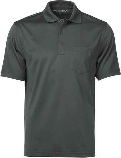 Am image of a Custom Coal Harbour Snag Proof Power Pocket Sport Shirt in Charcoal!