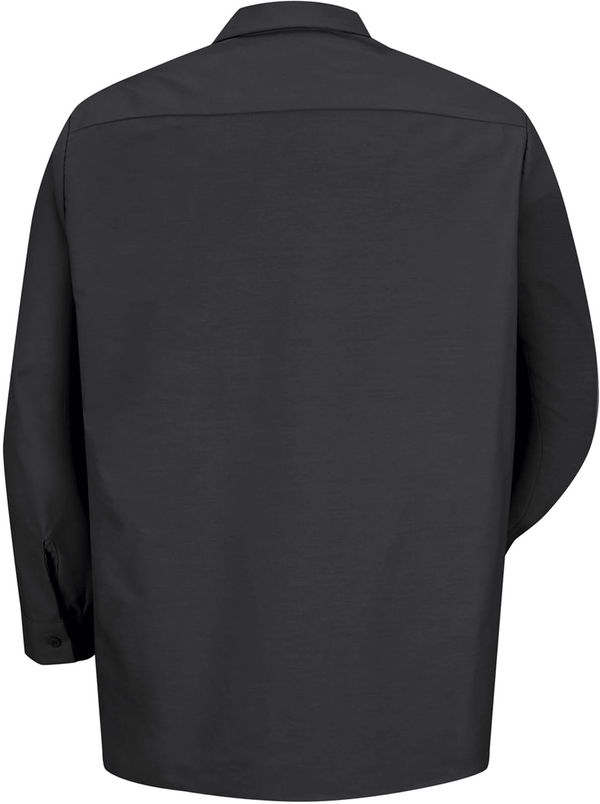 Am image of a Custom Red Kap Industrial Long Sleeve Work Shirt in Black!