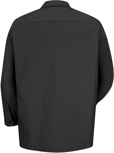 Am image of a Custom Red Kap Industrial Long Sleeve Work Shirt in Black!