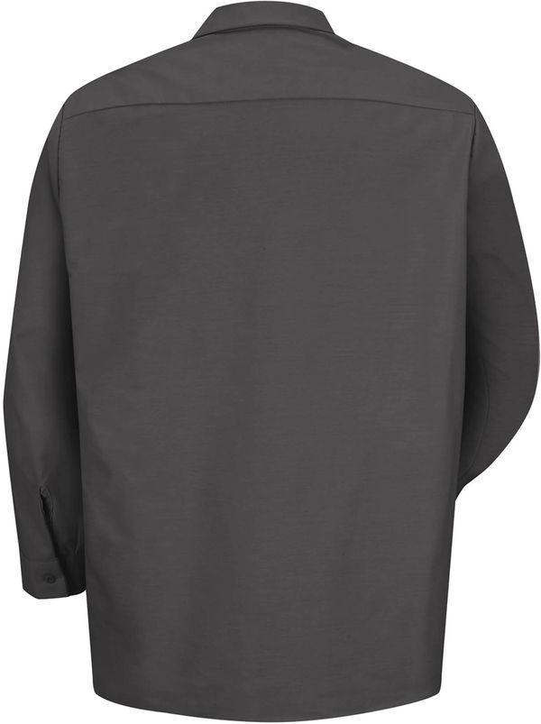 Am image of a Custom Red Kap Industrial Long Sleeve Work Shirt in Charcoal!