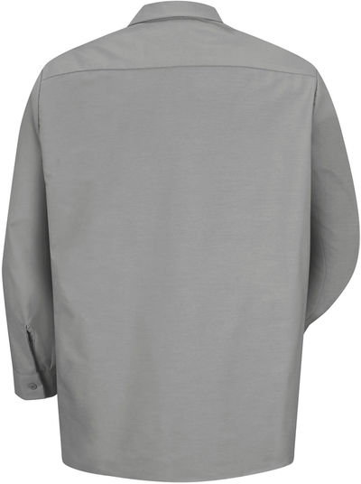 Am image of a Custom Red Kap Industrial Long Sleeve Work Shirt in Light Grey!
