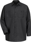 Am image of a Custom Red Kap Industrial Long Sleeve Work Shirt in Black!