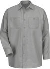 Am image of a Custom Red Kap Industrial Long Sleeve Work Shirt in Light Grey!