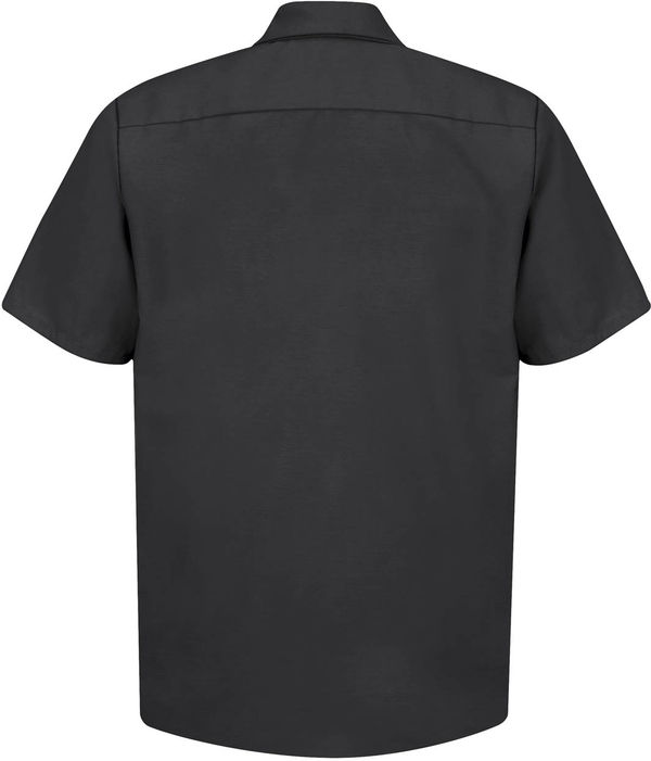 Am image of a Custom Red Kap Industrial Short Sleeve Work Shirt in Black!