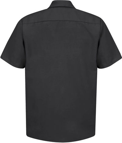 Am image of a Custom Red Kap Industrial Short Sleeve Work Shirt in Black!