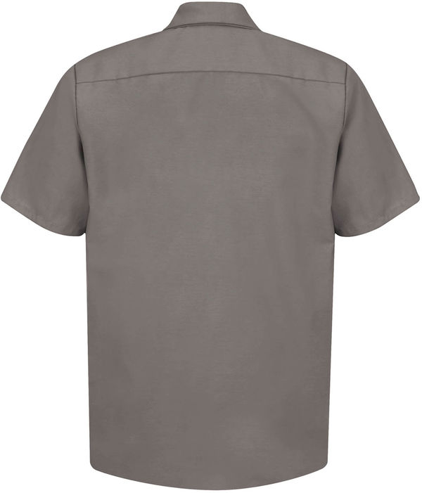 Am image of a Custom Red Kap Industrial Short Sleeve Work Shirt in Grey!