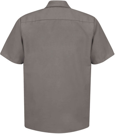 Am image of a Custom Red Kap Industrial Short Sleeve Work Shirt in Grey!