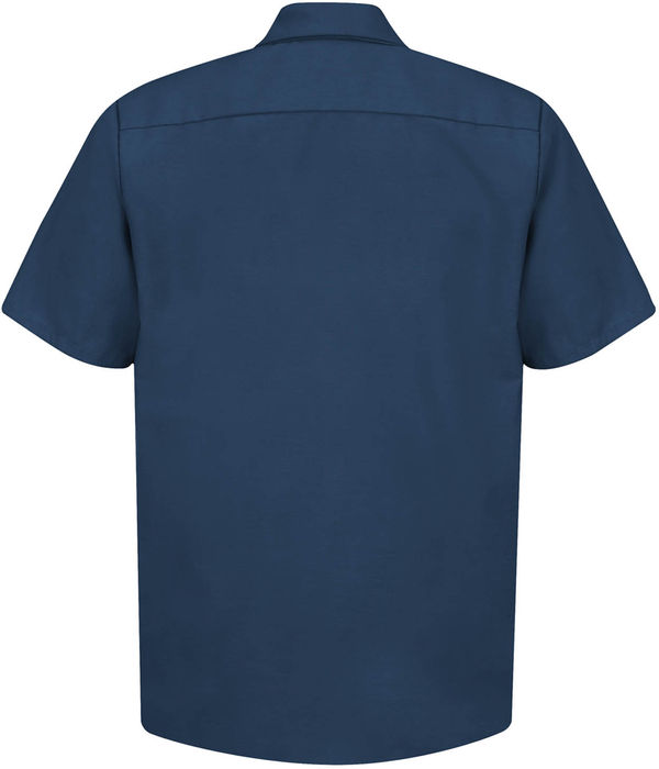 Am image of a Custom Red Kap Industrial Short Sleeve Work Shirt in Navy!