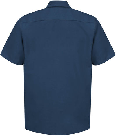 Am image of a Custom Red Kap Industrial Short Sleeve Work Shirt in Navy!