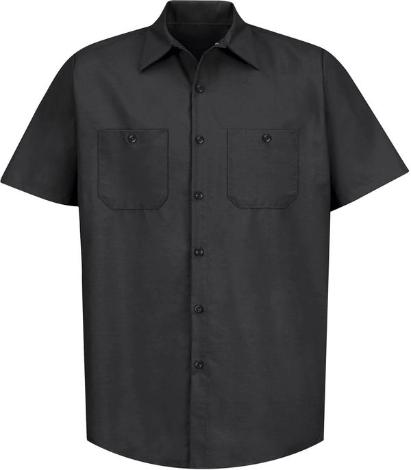 Am image of a Custom Red Kap Industrial Short Sleeve Work Shirt in Black!
