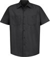 Am image of a Custom Red Kap Industrial Short Sleeve Work Shirt in Black!