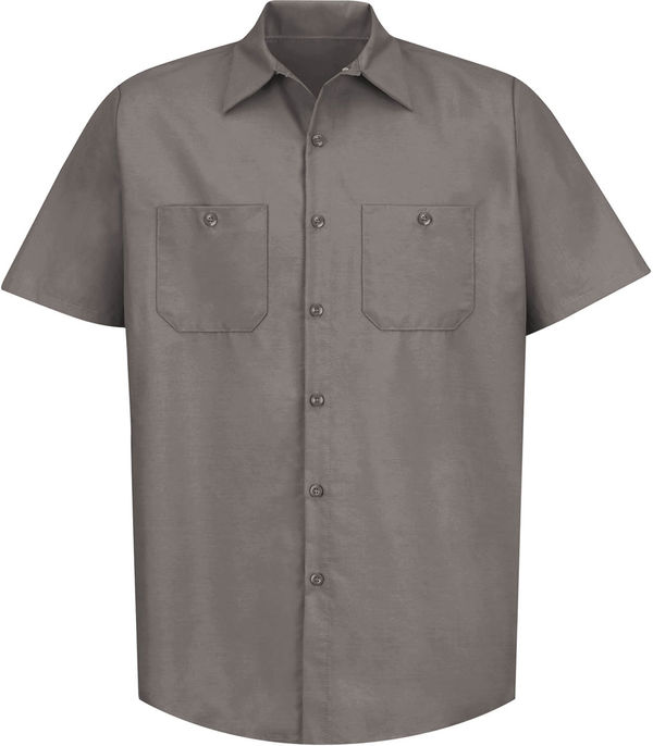 Am image of a Custom Red Kap Industrial Short Sleeve Work Shirt in Grey!