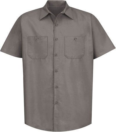 Am image of a Custom Red Kap Industrial Short Sleeve Work Shirt in Grey!