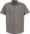 Am image of a Custom Red Kap Industrial Short Sleeve Work Shirt in Grey!
