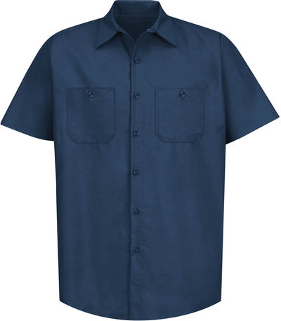 Am image of a Custom Red Kap Industrial Short Sleeve Work Shirt in Navy!