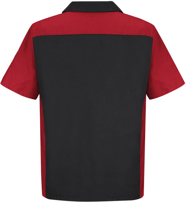 An image of a Custom Red Kap Short Sleeve Woven Crew Shirt in Black/Red!